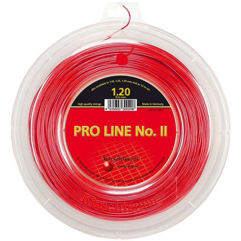 Bobine de cordage de tennis kirschbaum pro line 2 1 20mm rouge