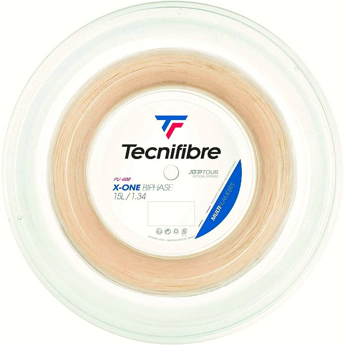 Bobine de cordage de tennis tecnifibre x one biphase 1 34mm