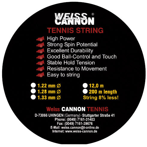 Cordage de tennis weiss cannon scorpion 1 information tension