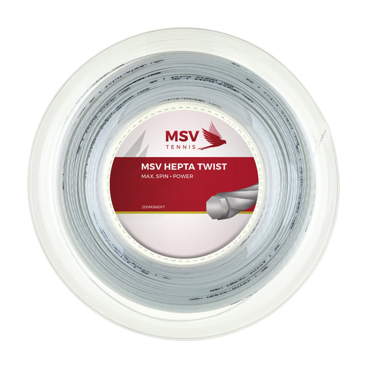 Bobine de cordage de tennis msv hepta twist 1 15mm blanc