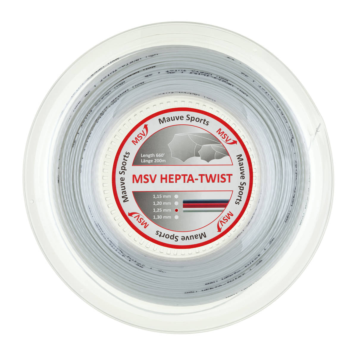 Bobine de cordage de tennis msv hepta twist blanc