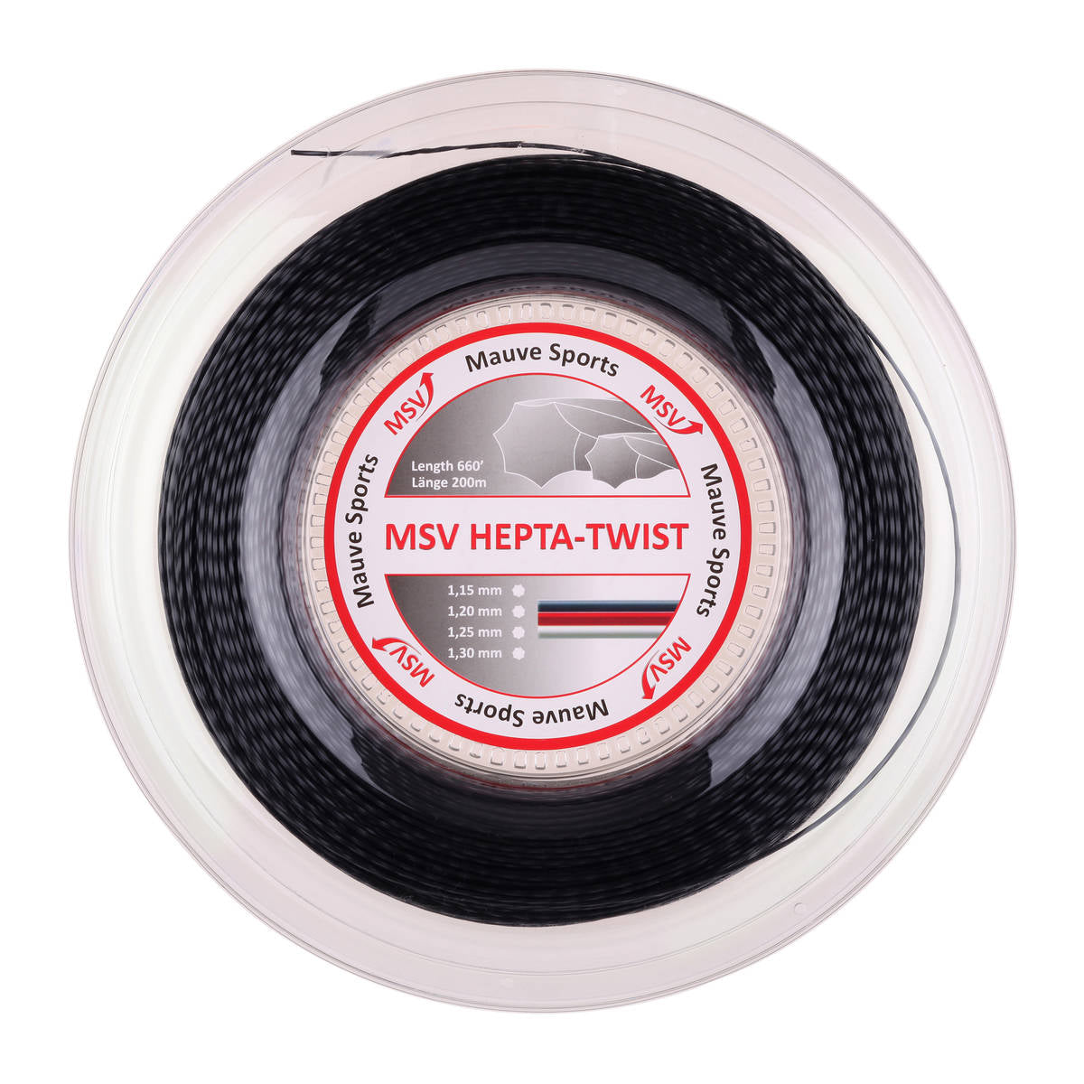Bobine de cordage de tennis msv hepta twist noir