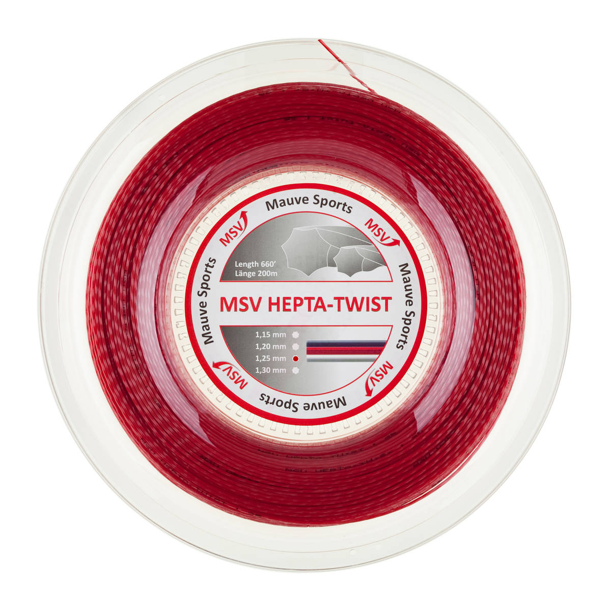Bobine de cordage de tennis msv hepta twist rouge