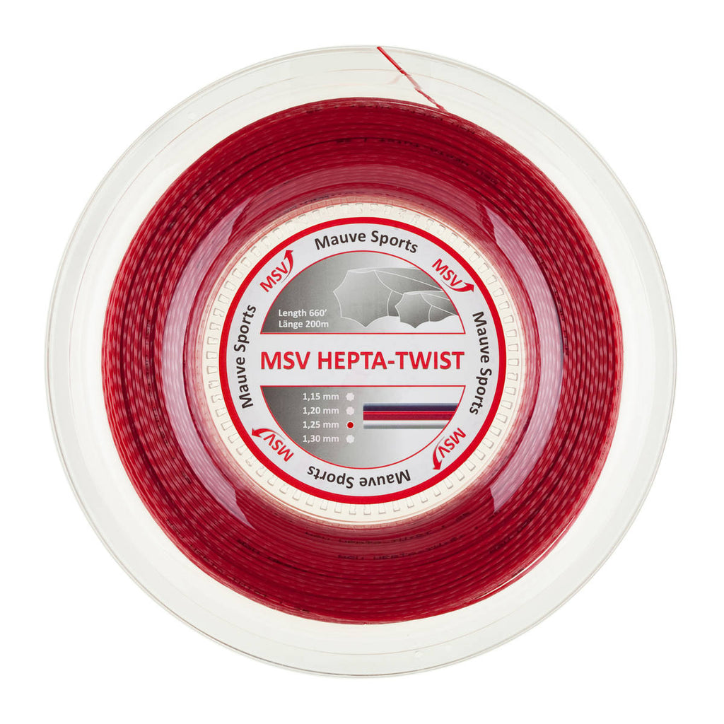 Bobine de cordage de tennis msv hepta twist rouge