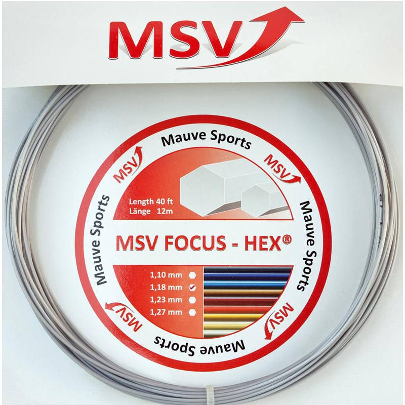 Cordage de tennis msv focus hex 1 18mm argent