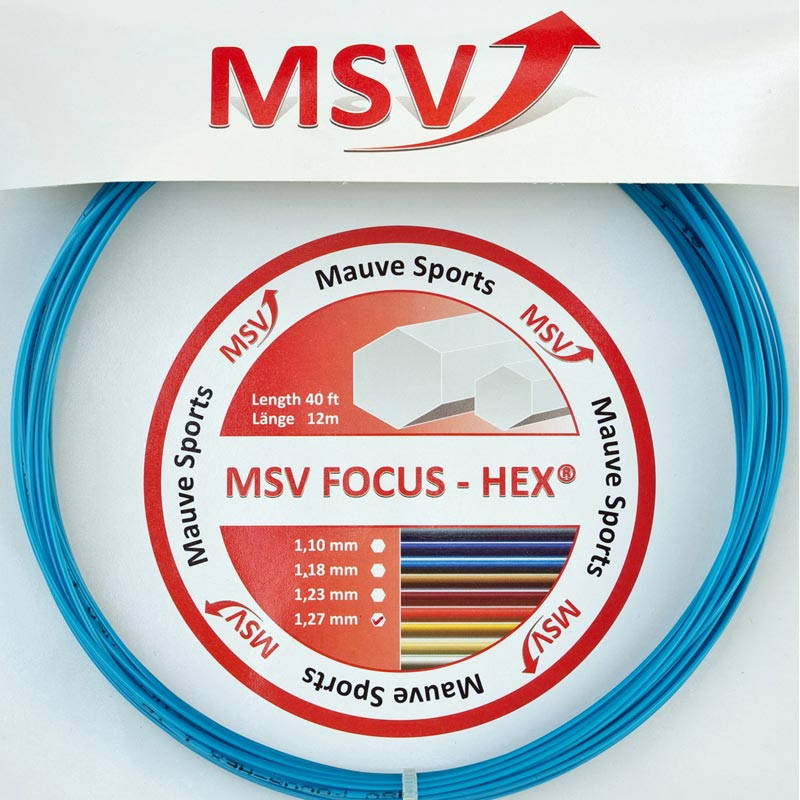 Cordage de tennis msv focus hex 1 27mm bleu clair