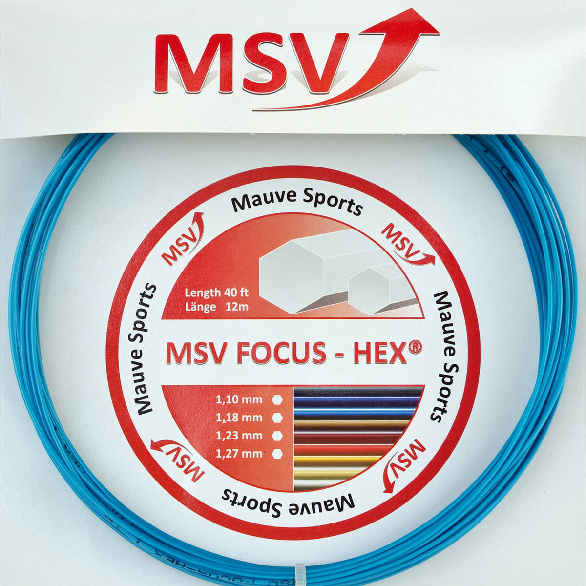 Cordage de tennis msv focus hex 12 bleu clair