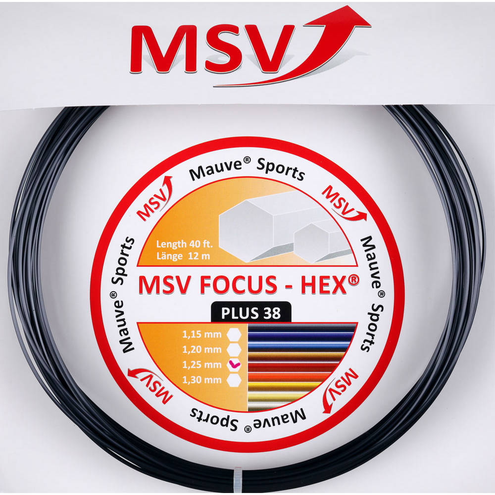 Cordage de tennis msv focus hex plus 38 1 25mm rouge