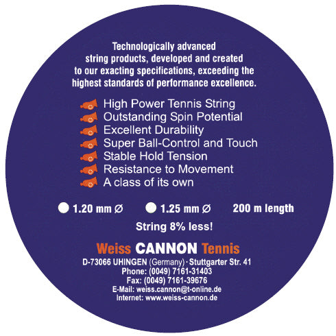 Cordage de tennis weiss cannon silverstring 3_1 information tension