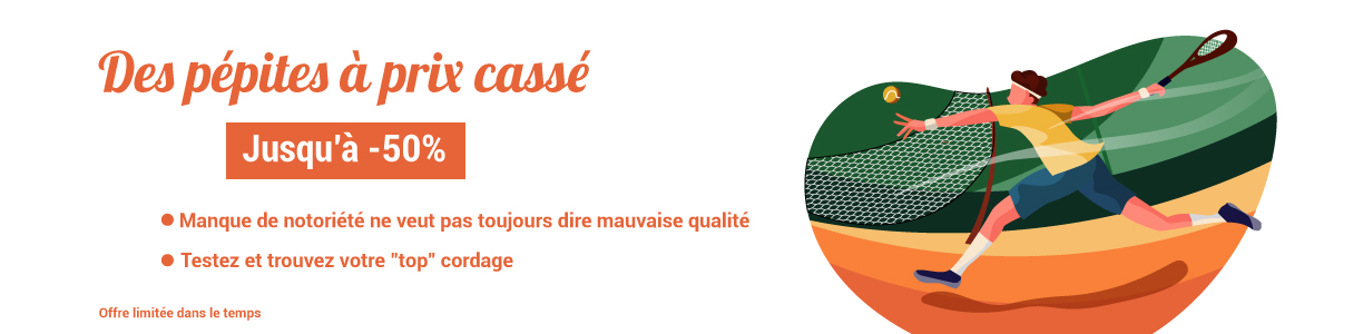 Opération destockage de cordages de tennis
